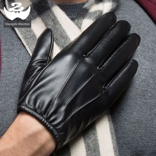 

ichpa gloves men's motorcycle touch screen imitation warm glovesmotorcycle glovespu washed leather fleece thickened warm driving driver, Black