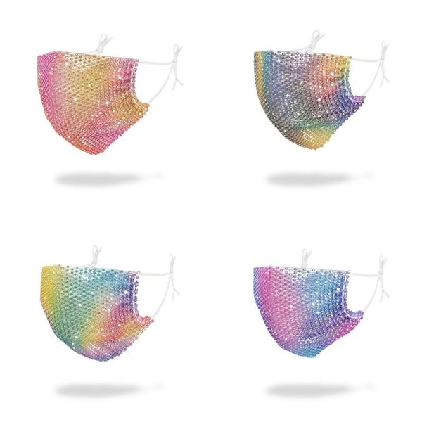 

crystal inlay face masks rhinestone gradients foldable mascarilla washable reusable anti smoke mascherine custom women kids 4 5sy c2, Black
