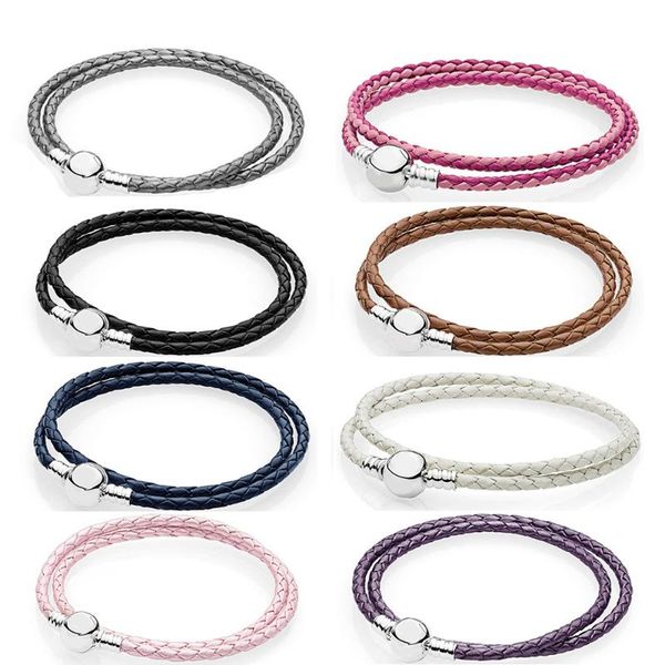

kakany simple and fashionable woven leather couple bracelet multi-color selection fit original bracelet original diy jewelry, Black