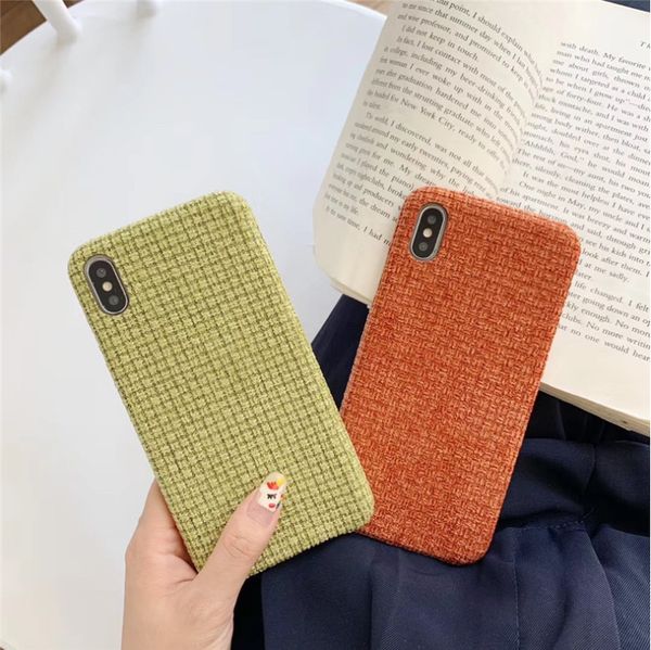 

apply for iphone6s 7 8plus xs xr xsmax woven solid color flannel phone case for iphone11 pro max cell phone bumpers