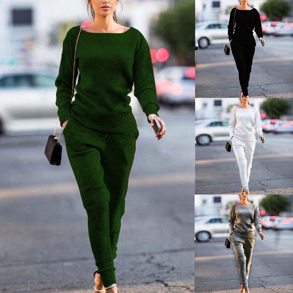 

2019 new women jogger setsthin fashion autumn tracksuit casual simple daily solid sweatshirt pants 2pcs suits sport wear, Gray