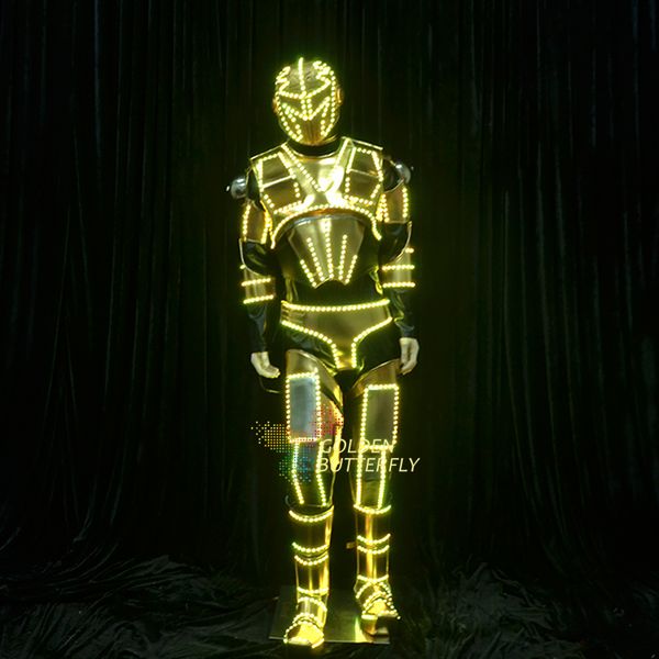 

led robot clothing light future soldier robot suits 2020 new men luminous costume helmet glowing led clothes mechanical dance, Black;red