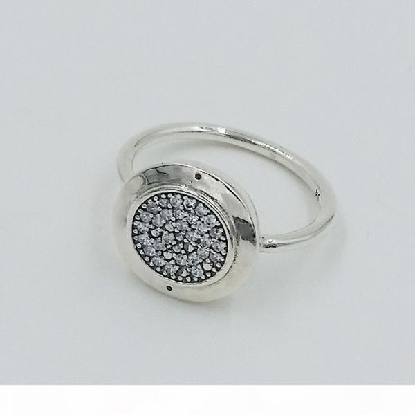 

j 925 sterling silver cz алмазный диск обручальное кольцо женщины подарков ювелирные изделия для pandora подпись pave кольца оригинальное bo, Slivery;golden