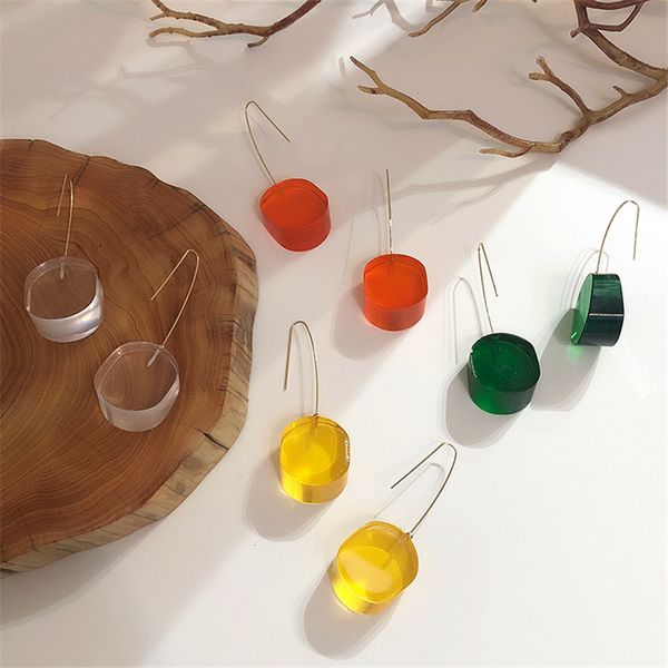 

ears high 2020 korean new exaggeration clear acrylic geometric colorful earrings for women fashion jewelry pendientes mujer moda, Silver