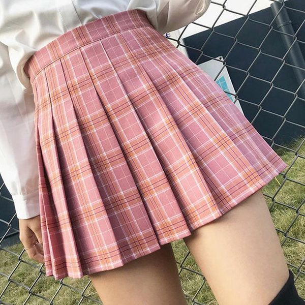 

high waist plaid pleated womens mini skirt a line college girls short skirts women 2020 autumn students school zipper buttoms, Black