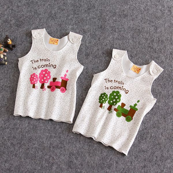 

new clothing korean children's combed cotton shoulder buckle children's clothing vest vest vest, Blue