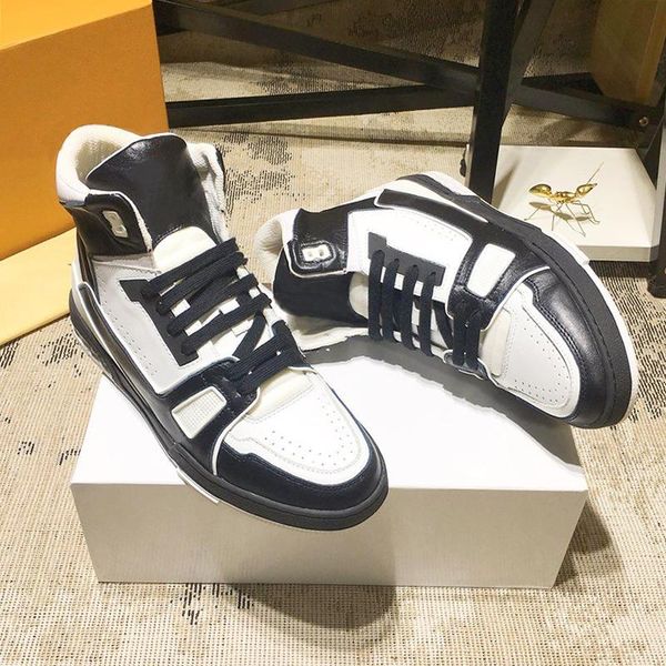

comfortable trainer sneaker boot mens shoes new arrival sports soft footwears plus size lace -up high casual men shoes with origin box, Black
