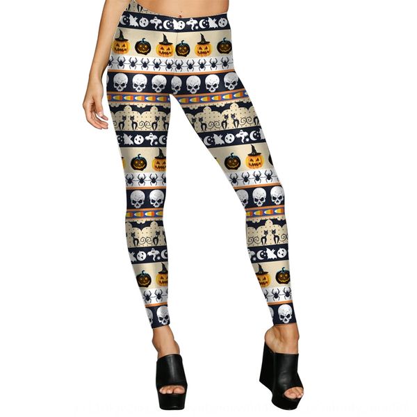 

2020 new halloween digital printed trousers women's marinsan pumpkin leggings tight pants trousers tight pants, Black