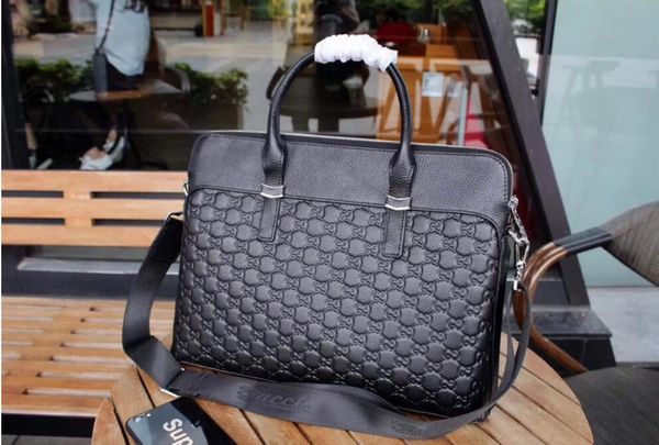 

17fw new mens handbag genuine cow leather luxuryes briefcase shoulder bag double zipper double layer messenger bag