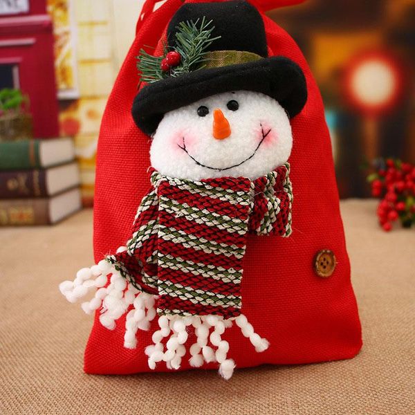 

christmas gift drawstring bag sack snowman elk festival gift candy bag decors