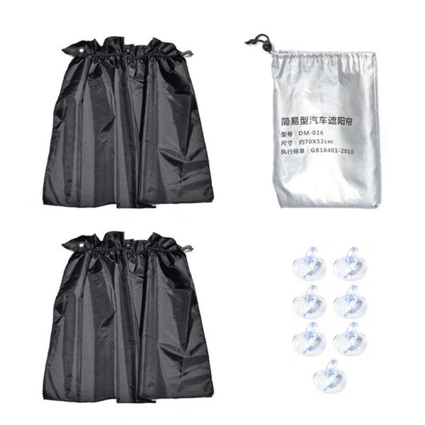 

2 pcs auto side window curtain universal with sucker cup 190t polyester taffeta sunshade uv protecting car suns block curtains