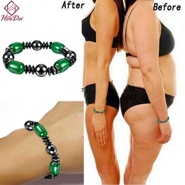 

heeda weight loss stone magnetic therapy slimming bracelets women men vintage punk health bangle 2020 new hand made pink jewelry, Black