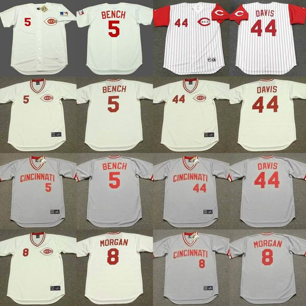 

chicago 8 joe morgan 44 eric davis 11 barry larkin 5 johnny bench 14 pete rose baseball jersey stitched, Black