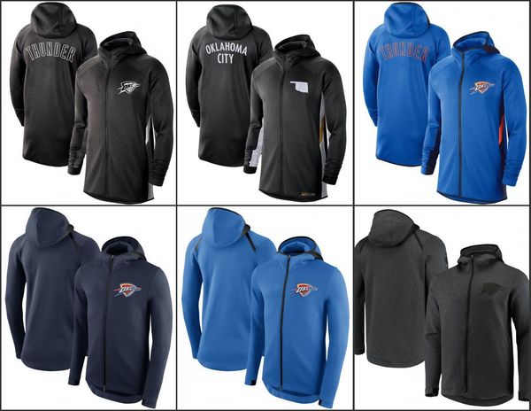 

oklahoma city thunder men training sweatshirt authentic showtime therma flex performance full-zip hoodie, Black