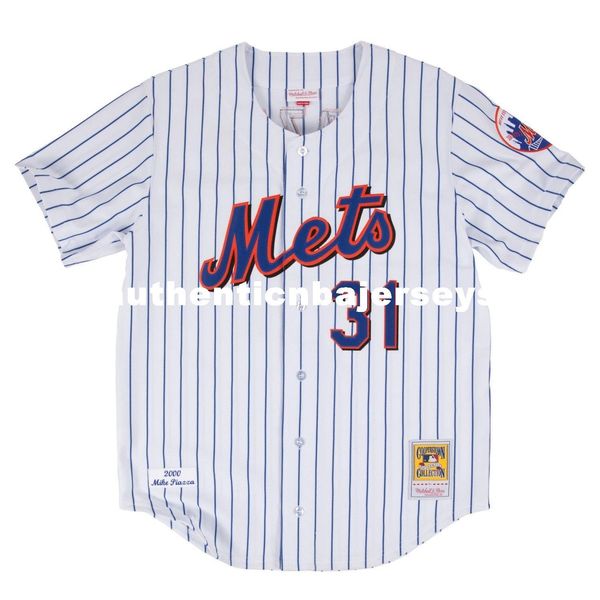 

mike piazza new york #31 mitchell & ness retro 2000 button up jersey, Gray