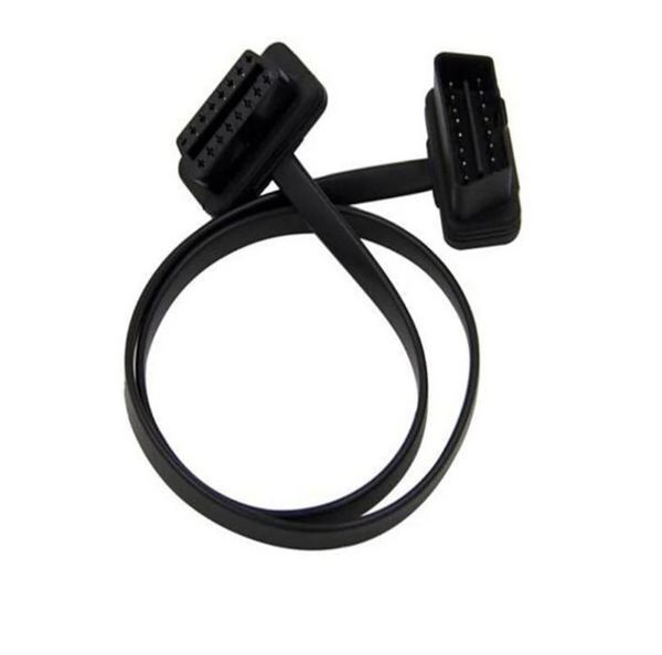 

60cm 16pin obdii obd 2 obd2 cable connector diagnostic-tool elm327 adapter flat thin as noodle male to female extension