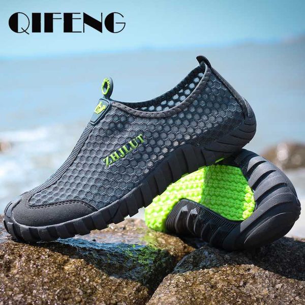 

summer casual shoes men breatheable mesh sports shoes couple water sandals women slip on sneakers classical mens, Black
