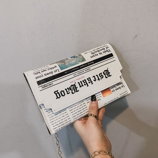 

women joker messenger bag chain shoulder bag personality fashion small square newspaper news styling bags wholesale bolso mujer