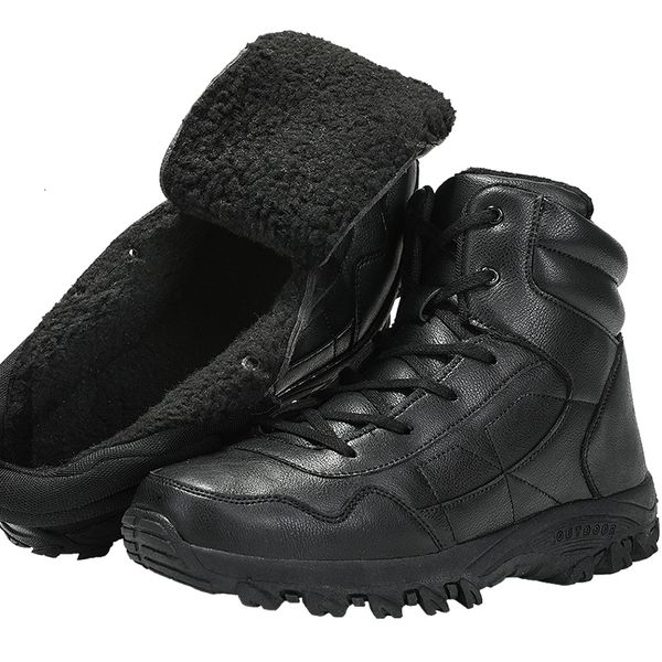 

men winter warm cotton boot plus velvet thermal non-slip waterproof outdoor hiking sports shoes tactical combat boots