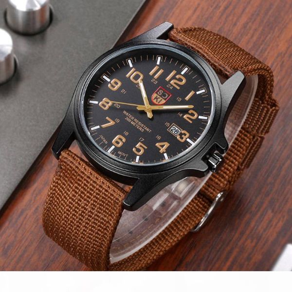 

fashion watches mens sports military watch analog quartz wrist watches casual cowboys watch automatic calendar vintage watches, Slivery;brown