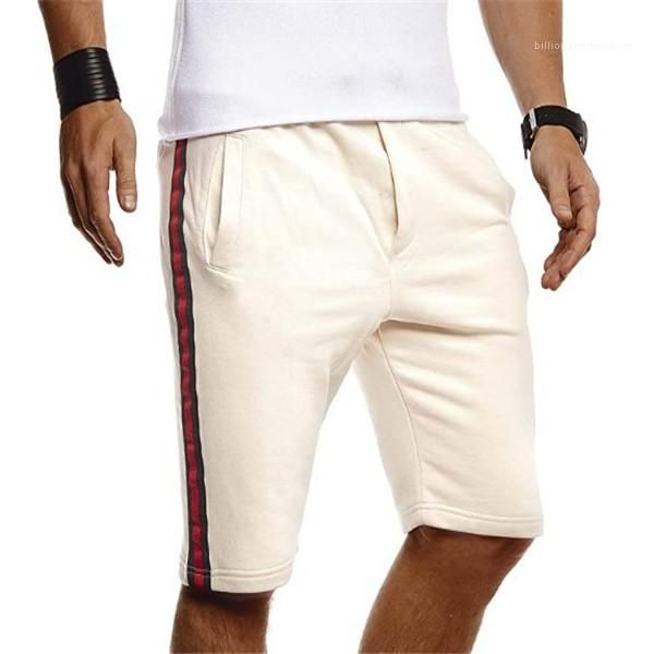 

mens shorts summer loose patchwork color sports knee length male trousers casual homme short trousers striped, White;black