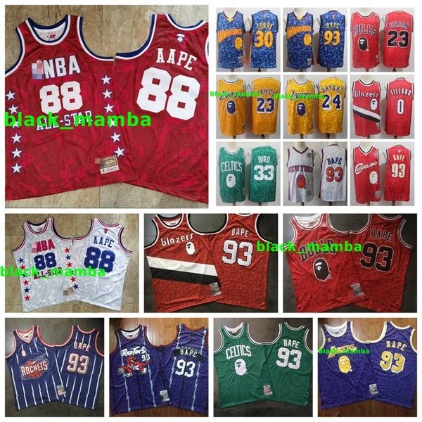 

authentic stitch 88 aape 1988 all-star x mitchell & ness jerseys 93 bape snoop dogg a bathing ape swingman basketball jersey, Black;red
