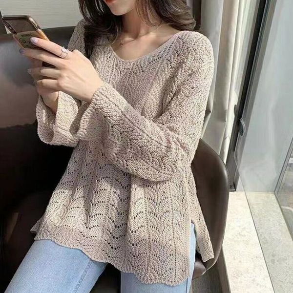

hollow out sweaters female o neck long sleeve size casual knitting sweaters women autumn 2020 elegant clothes, White;black