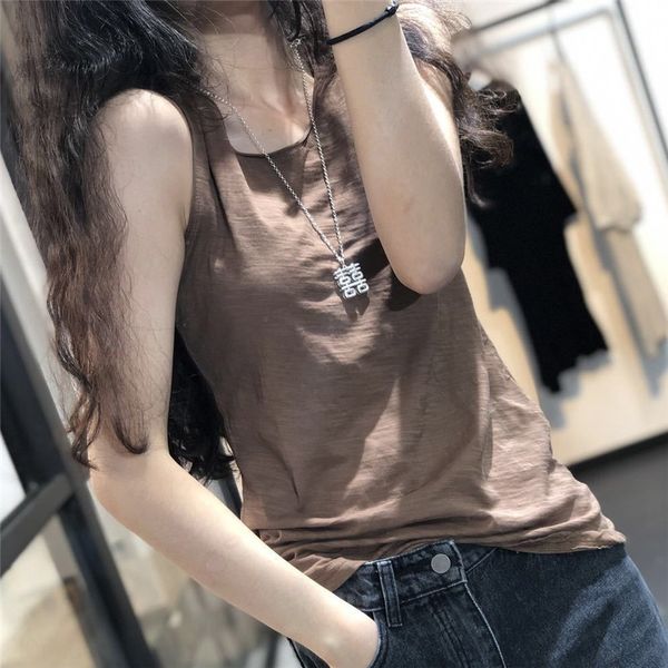 

2020 women's summer clothes new round collar solid color personality vest artistic cotton comfortable loose large size base vest, Camo