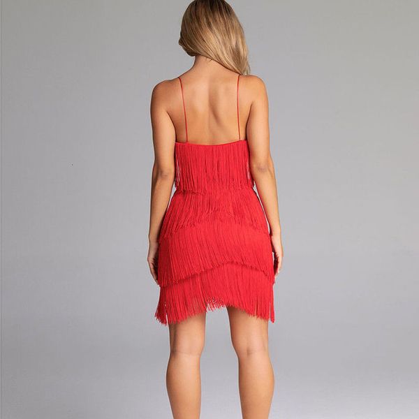 

new fashion womens tassels backless dress summer beach deep v neck backless sequin dress drop shipping, Black;gray