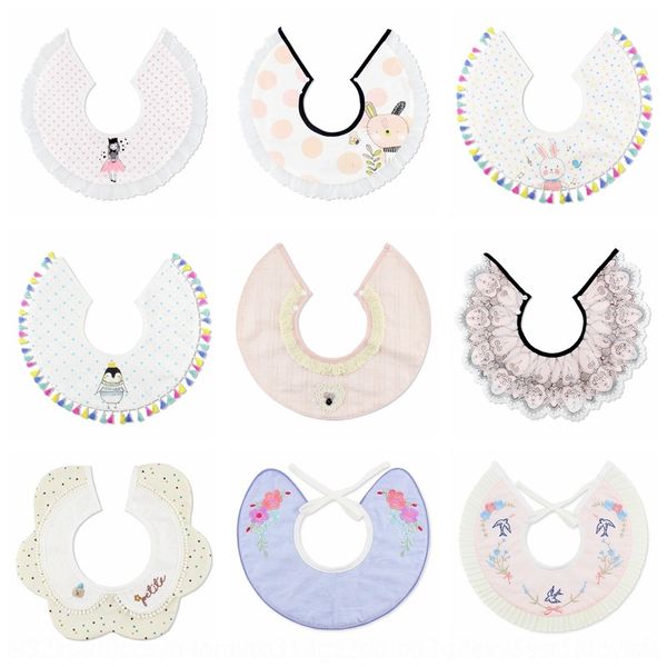 

rjnls polly velvet pink waterproof baby cotton round embroidered lace princess bib maternal saliva towel embroidered saliva towel and infant