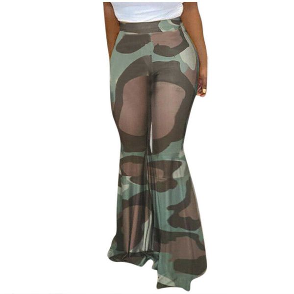 

fitness legging ankle length high waist large size fashion striped womens patchwork camouflage bell bottom casual trousers bottoms pants, Black