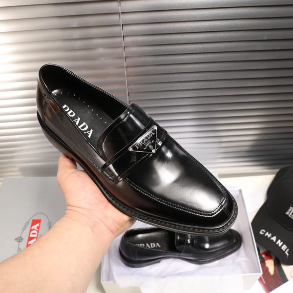 

new men's brown formal leather shoes fashion trend wild bright calfskin derby brush color sleeveless dress shoes men's formal leat