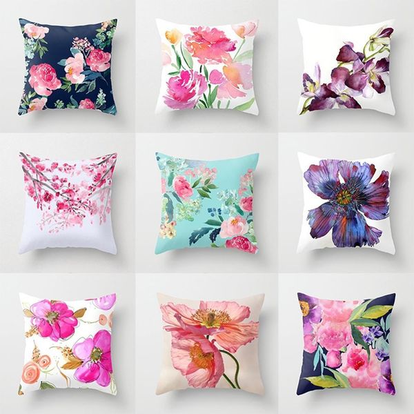 

18" vintage flower printed throw pillow case sofa cushion cover home decorative for chair seat office bedroom pillowcase
