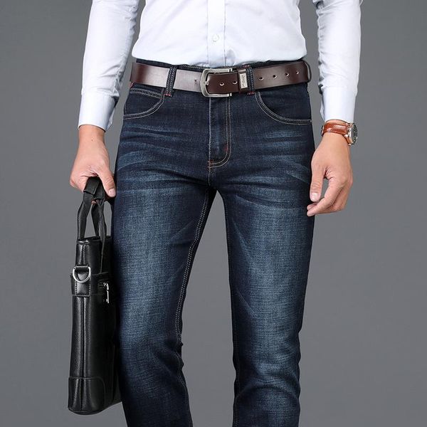 

men's jeans vintage embroidered stretch slim fit denim pants biker trousers, Blue