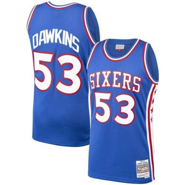 

darryl dawkins mitchell & ness blue 1976-77 jersey throwbacks vest stitched basketball jerseys, Gray