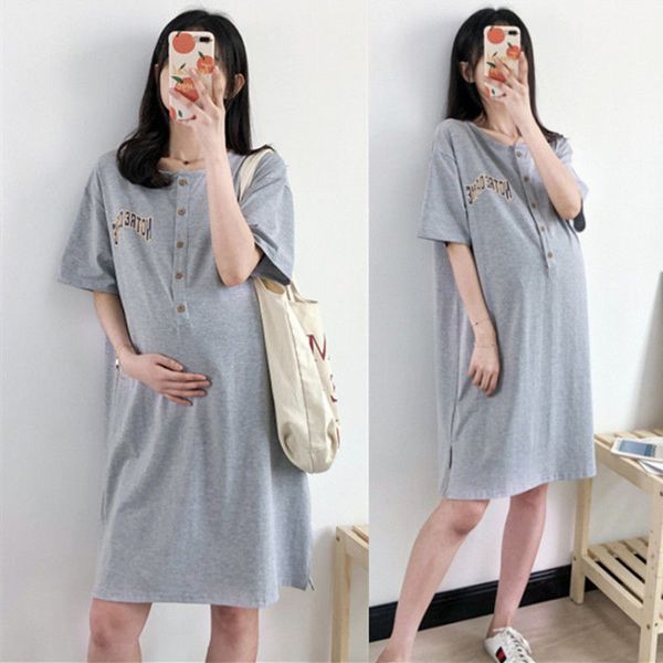 

maternity dresses carton printed summer dress for pregnant women pregnancy a word maxi po shoot, White