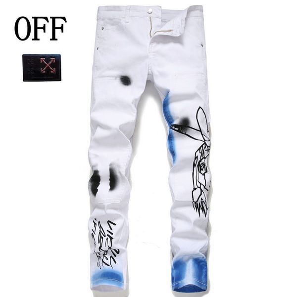 

оптовые 2020 новых людей проблемные ripped байкер джинсы slim fit motorcycle biker denim для мужчин мода хип-хоп мужские джинсы gh102, Blue