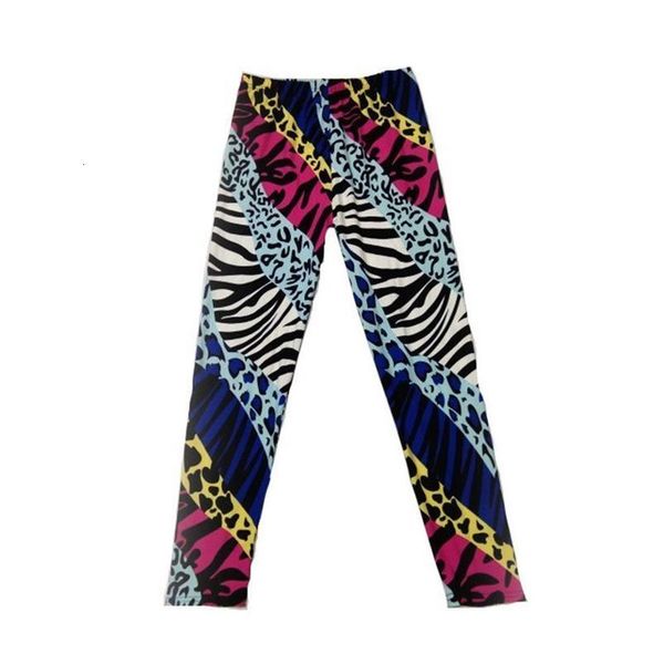 

popular color neon leopard print female stretch milk silk broadcloth tight pants neon zebra leopard newest, Black