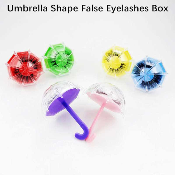 

false eyelashes 6 color umbrella shape empty fake eyelash packaging case mini storage plastic box candy lash container