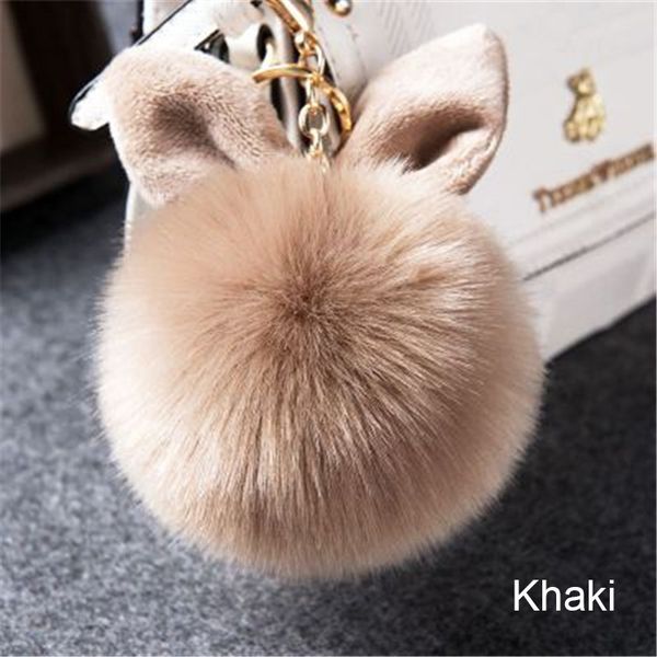 

2020 конструктор keychains поддельного rabbit fur ball key chain porte клеф pompom de fourrure пушистой сумка подвеска кролик брелок keyring, Silver