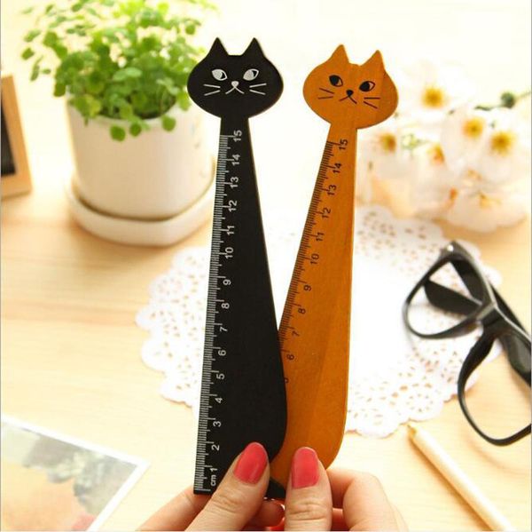

ruler cute wood tool korean stationery cat design 15cm korean fashion multi colors