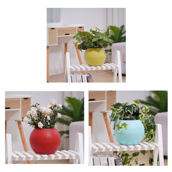 

3pcs round 5inch self watering planter flower pot w/ water level gauge