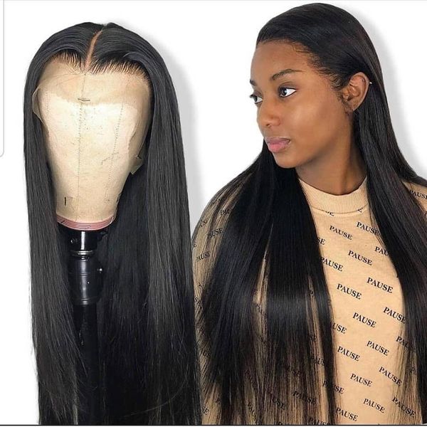 

360 lace frontal wigs indian remy hair natural straight human wig for black women pre-plucked hairline, Black;brown