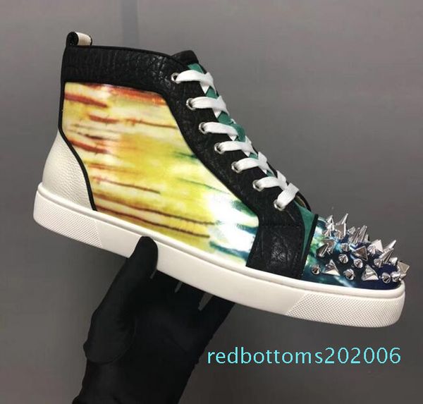 

2019 ace red bottom designer studded spikes flats casual shoes shoes for mens and women party lovers genuine leather sneakers t01, Black