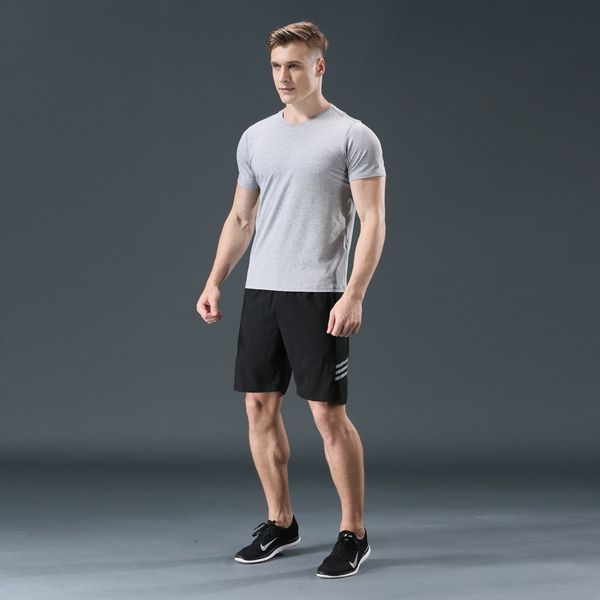 

quick-drying two-piece quick-drying fitness men's breathable sweat-wicking fitness suit sports slim-fit stretch suit, White;black