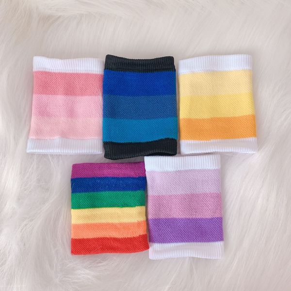 

rsupo girl hipster soft girl cute pink and white stripes sports breathable sweat-permeable wrist cover accessory protective cover set protec, Black;red