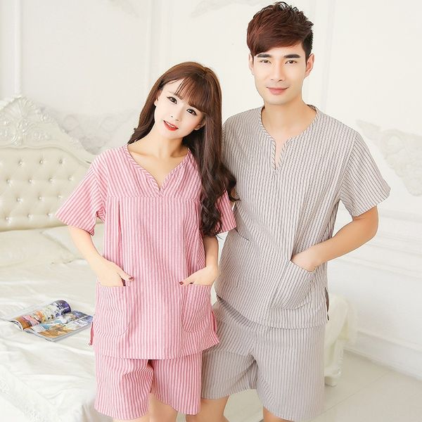 

oczdn new cotton sweat steaming fashion short-sleeved couple home set new cotton sweat steaming clothes fashion short-sleeved pajamas pajama, Blue;red