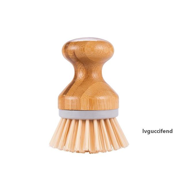 

round mini palm scrub brush, natural bamboo stiff bristles wet cleaning scrubber - wash cast iron pots, pans, vegetables lx2714