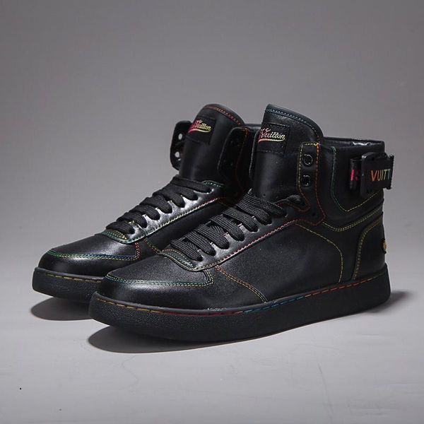 

new arrival rivoli sneaker boots mens shoes lightweight leather footwears lace -up plus size men boots scarpe sportive da uomo, Black