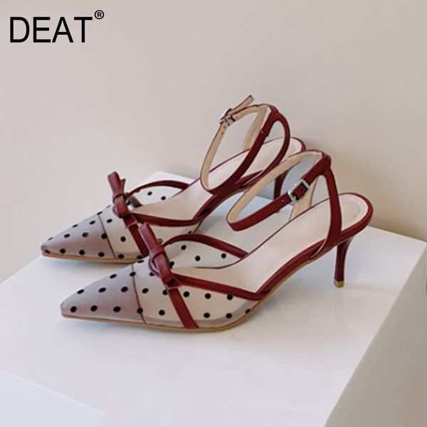 

deat] 2020 новая весна лето sharp toe мелкие bowknot сетки dots темперамент тонкие каблуки сандалии для женщин обувь моды 10i175, Black